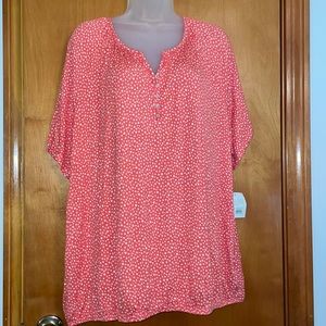 NWT orange and white polka dot short sleeve top